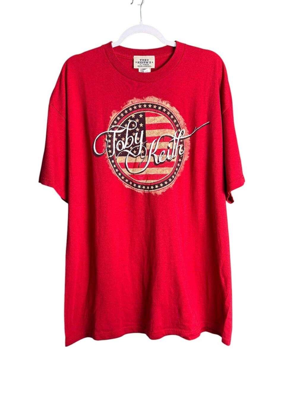 Toby Keith Mens Americana Patriotic Country T-Shirt I Love This Bar Red Tee 2XL